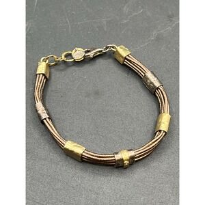 Vintage 925 Sterling Silver Israel Leather Bracelet Silpada 7.5in Boho